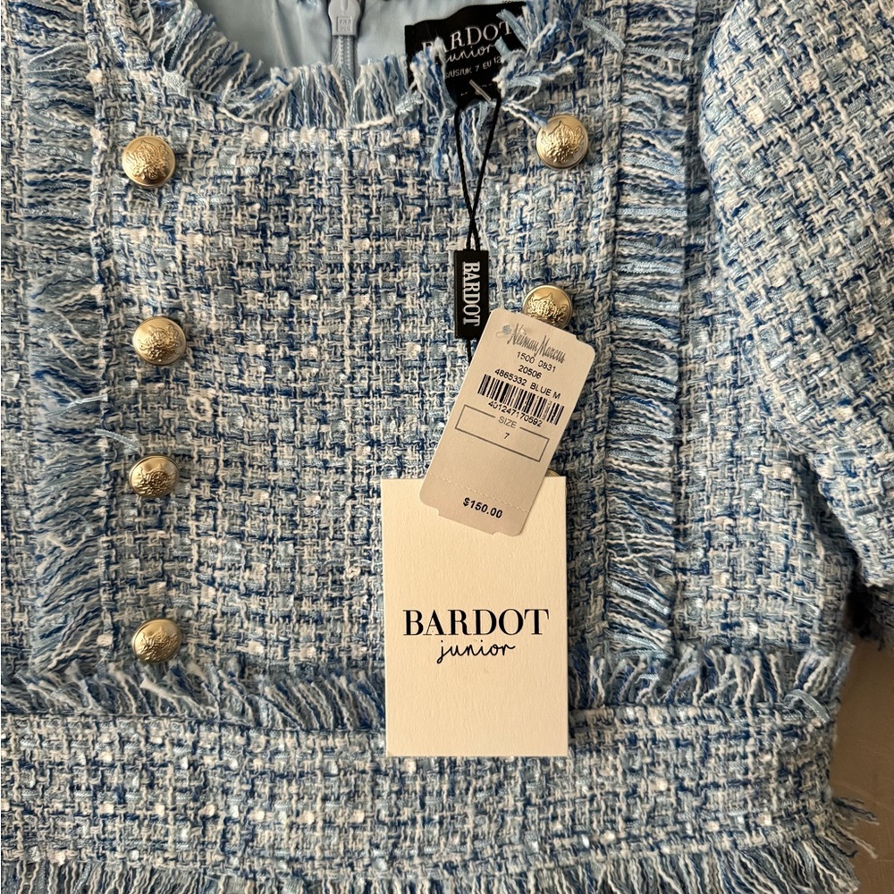 NWT Bardot Junior Light Blue tweed dress - Picture 3 of 6